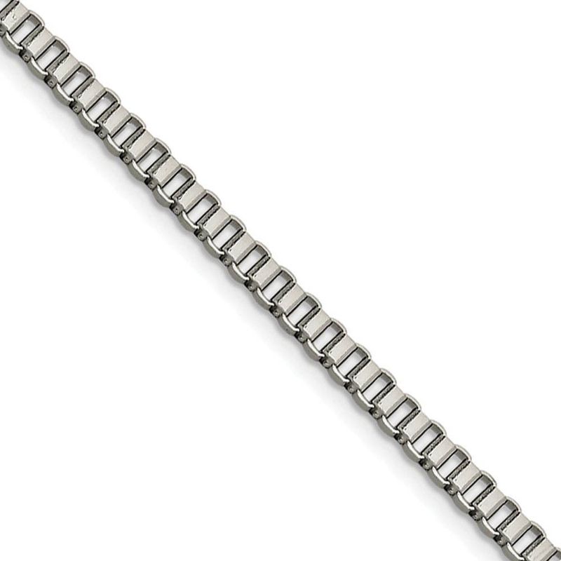 Men's 4mm Stainless Steel Box Chain Necklace, 24 Inch